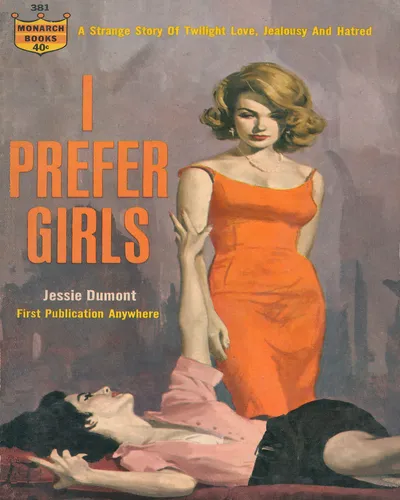 Bold typographic lesbian statement poster reading I Prefer Girls in a warm sapphic pride design.